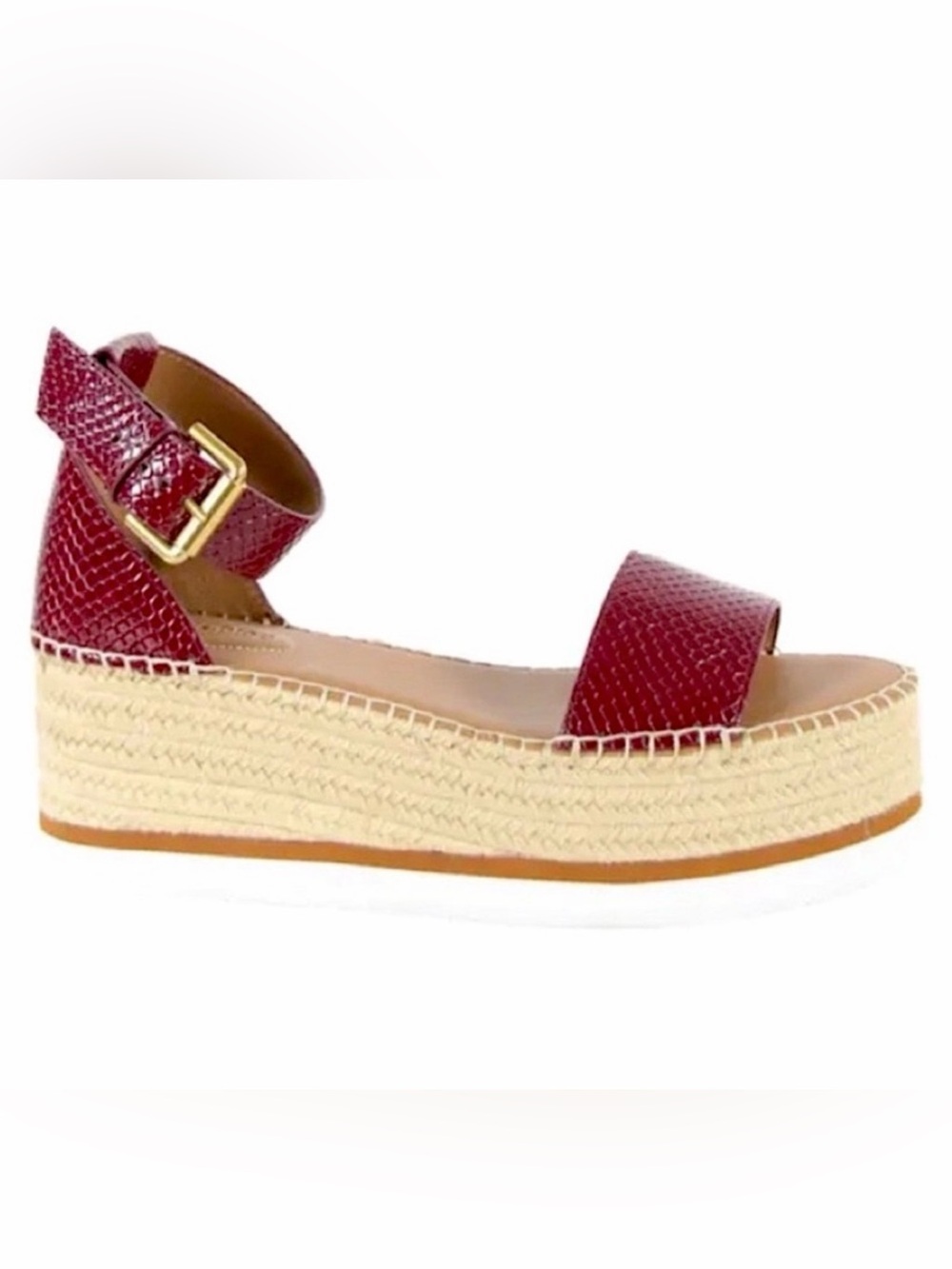 See By Chloé Burgundy Espadrille Platform Sandals